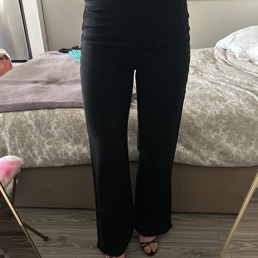 REVOLVE Black Wide-Leg Pants with Metallic Details - Picture 3 of 6